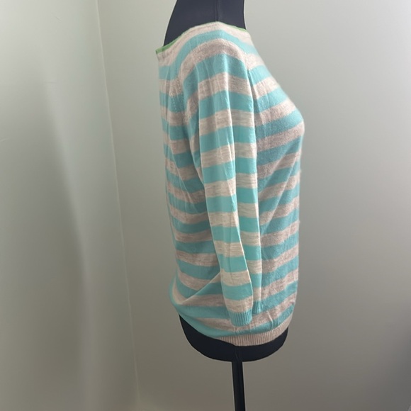 J. CREW BLUE, WHITE, AND A GREEN NECKLINE - Picture 2 of 5